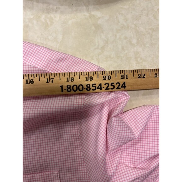 Lauren Ralph Lauren 17 34/35 Slim Fit Non Iron Checked Dress Shirt White Pink - Picture 6 of 7